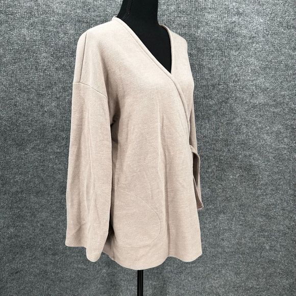J. Jill Jackets & Blazers - J Jill Coat Womens Medium Brown Pure Jill Wrap Coat Ribbed Pockets Lagenlook